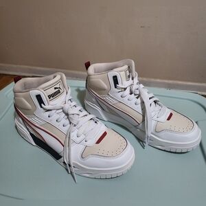 Puma RBD White and Red High-Top Sneakers Mens 10